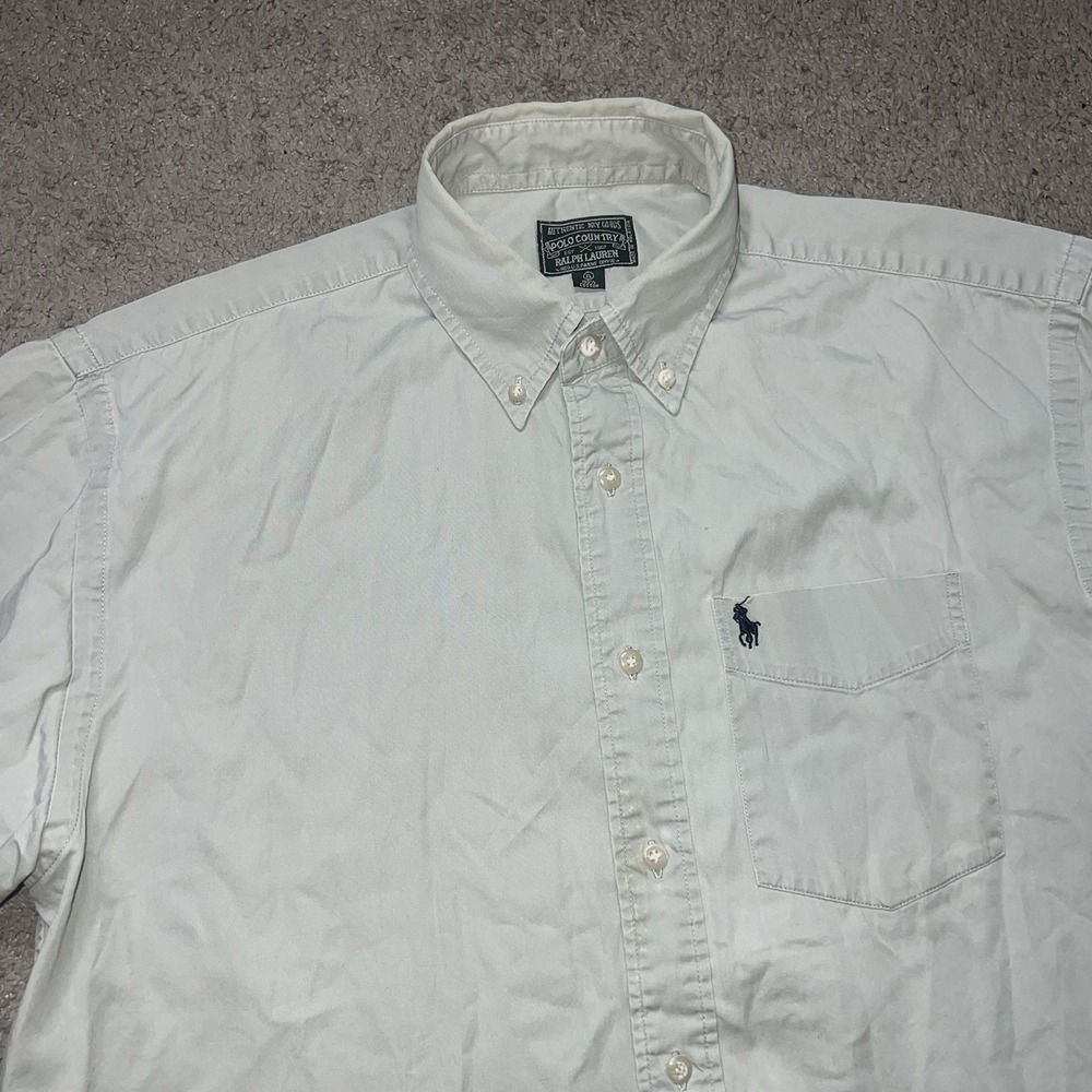Vintage‎ Polo Country Ralph Lauren Solid Gray Work Shirt S/S XL